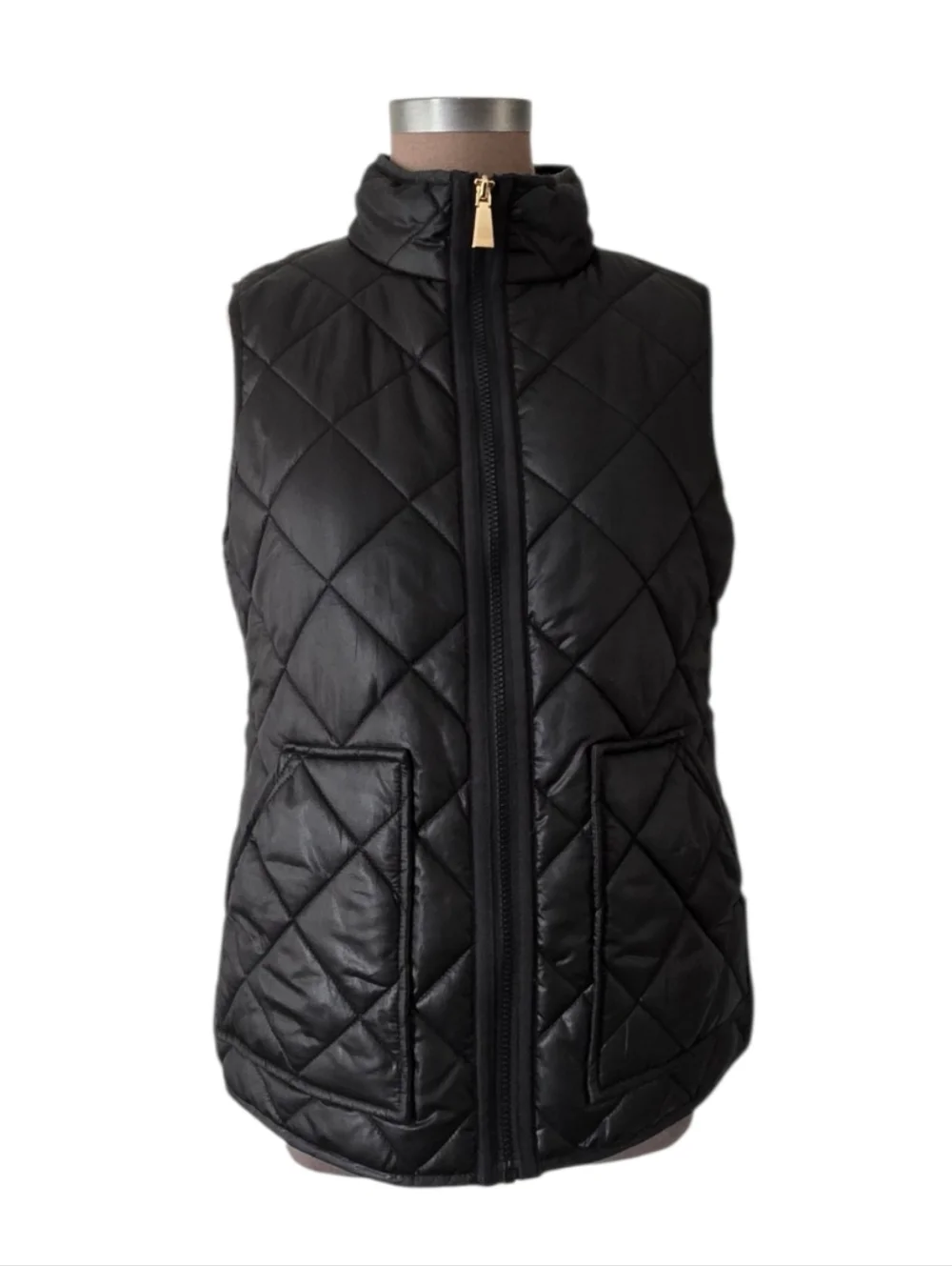 Kate Spade Full Zip Quilted Black VEST KSVK23768L-MA ‎ Size Medium